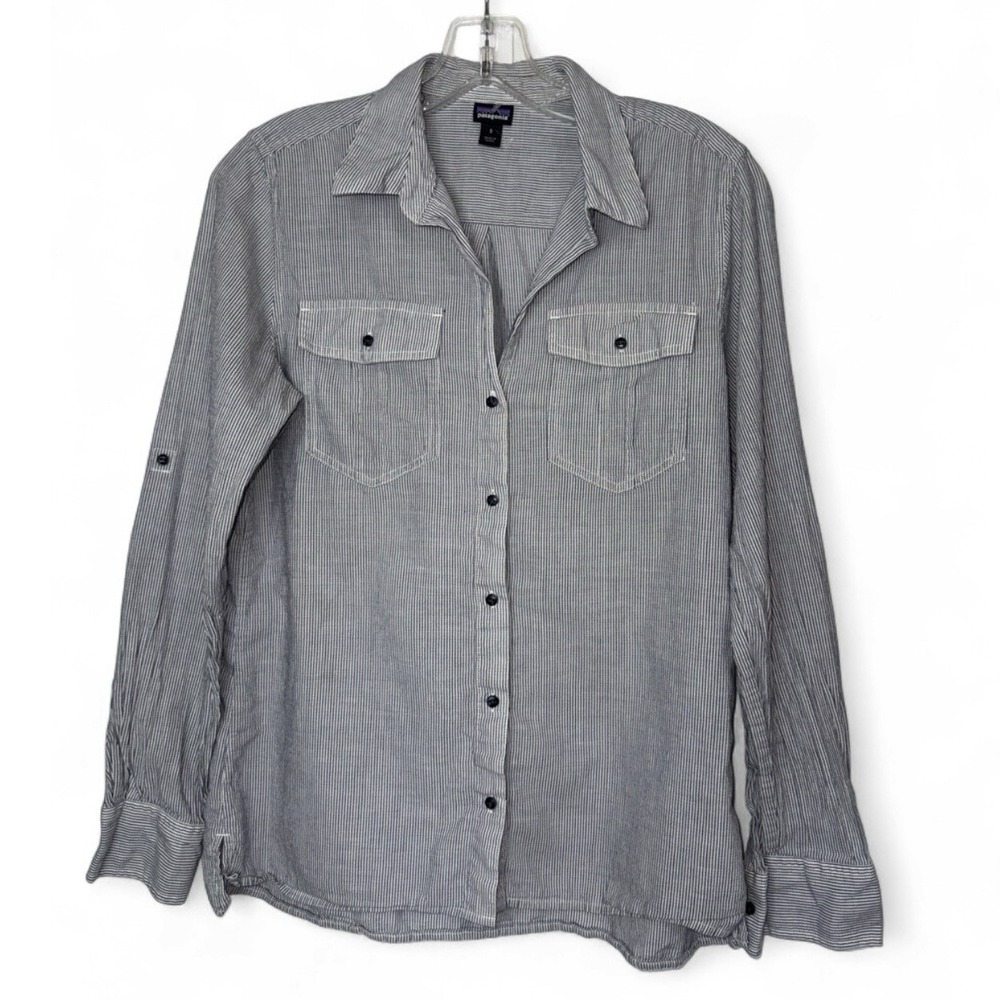 Patagonia Lightweight A/C Buttondown Women S Organic Cotton Hemp Stripe Shirt